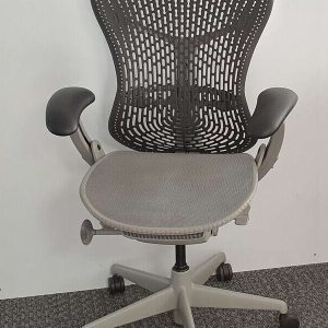 Herman Miller Used Mirra, Graphite, Grey Mesh Seat, Light Grey Trim